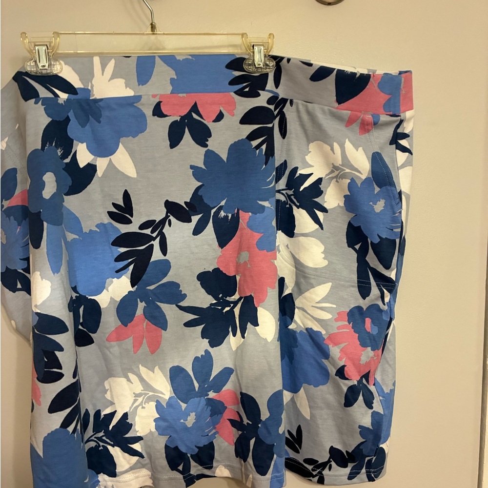 Floral Print Skort in Blue and Pink